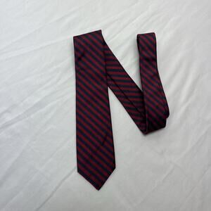 Elaan Necktie 100% Silk made in USA striped, red and blue, classic, career wear.